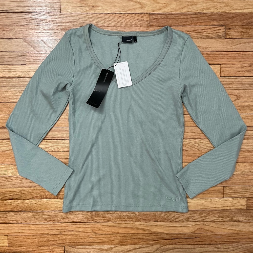 NWT Casall Ribbed Long Sleeve in Reed Green